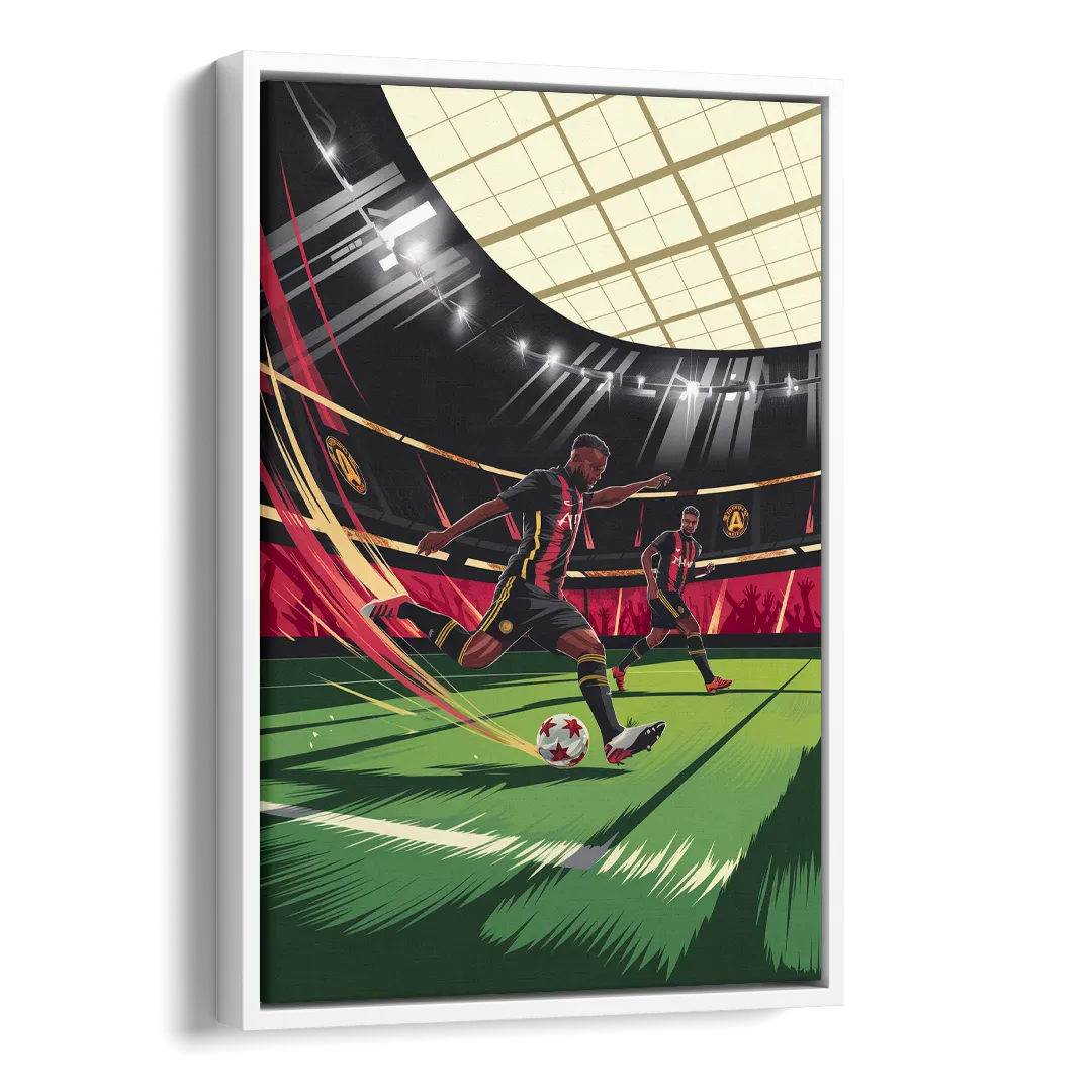Atlanta United Soccer Action Side - White Canvas Wall Art