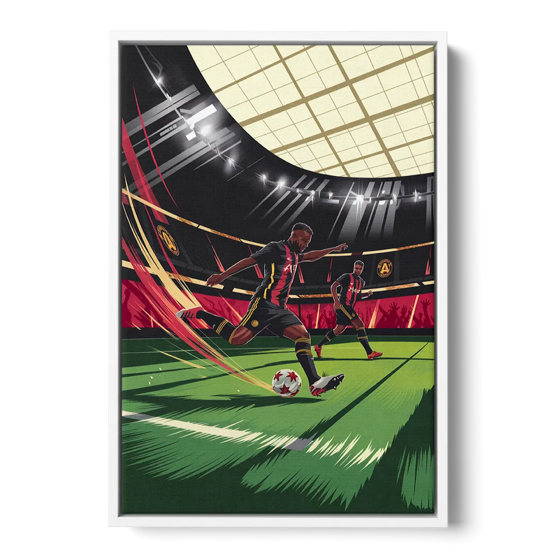 Atlanta United Soccer Action Front - White Canvas Wall Art