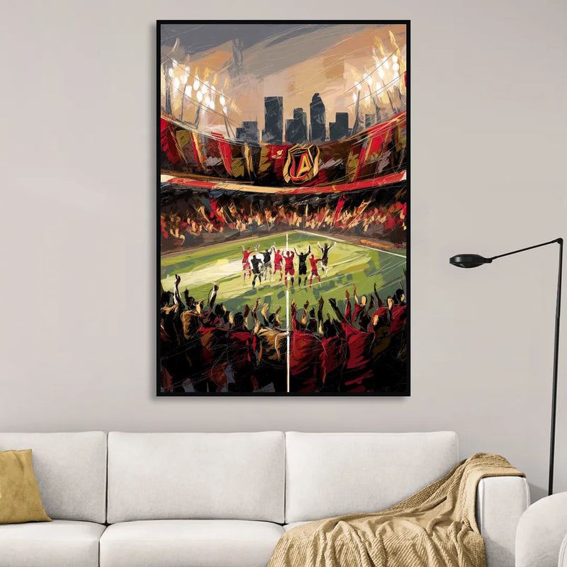 Atlanta United Team Celebration Living Room - Black Canvas Wall Art