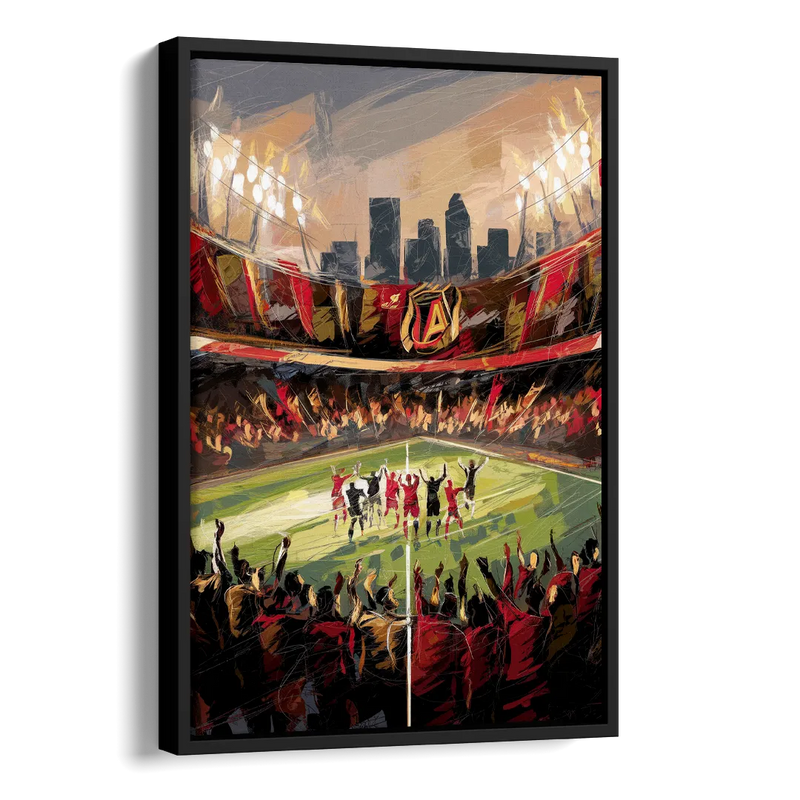 Atlanta United Team Celebration Side - Black Canvas Wall Art