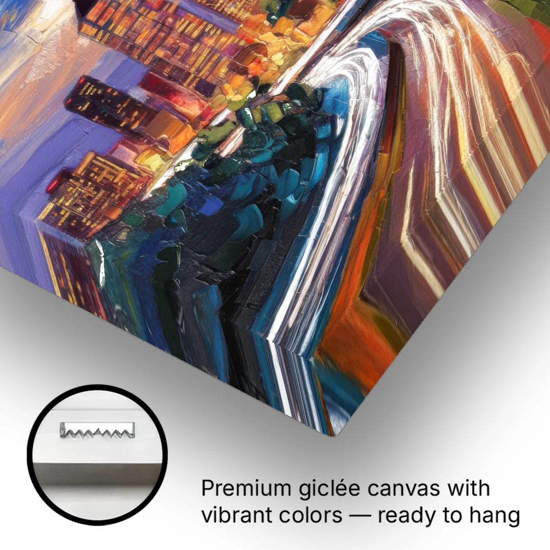Atlanta Vibrant Downtown Scene - Canvas Wall Art - Gallery Wrap Corner