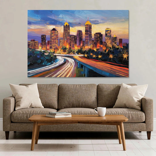 Atlanta Vibrant Downtown Scene - Canvas Wall Art - Sofa - 60x40