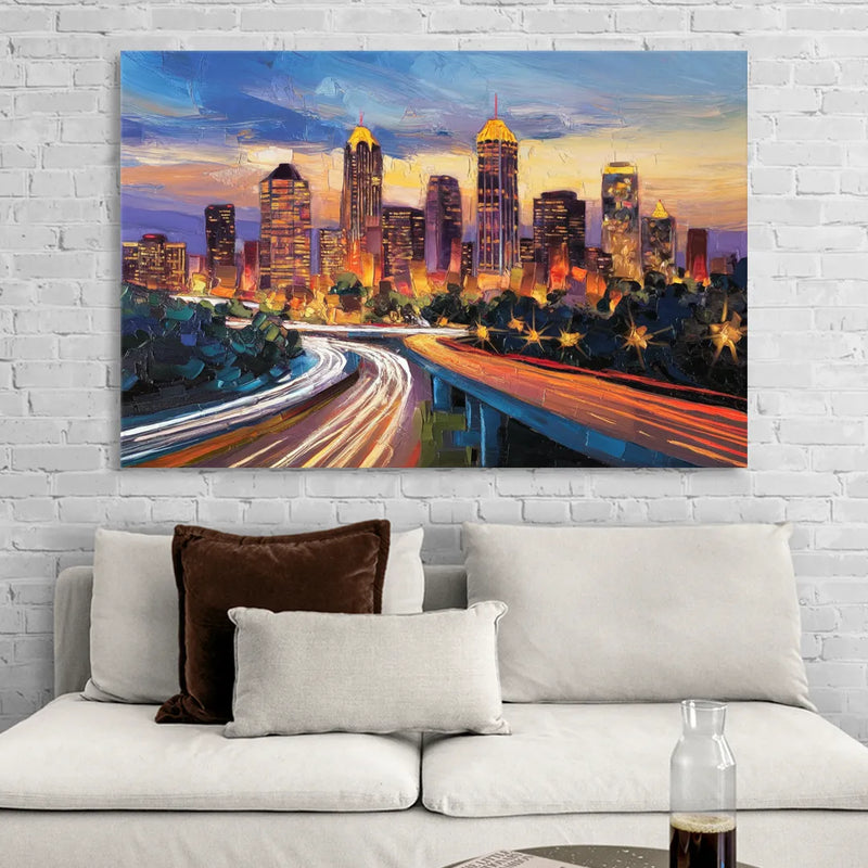 Atlanta Vibrant Downtown Scene Sitting Room - Canvas Wall Art