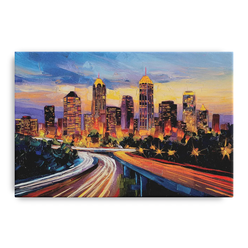 Atlanta Vibrant Downtown Scene Front - Canvas Wall Art