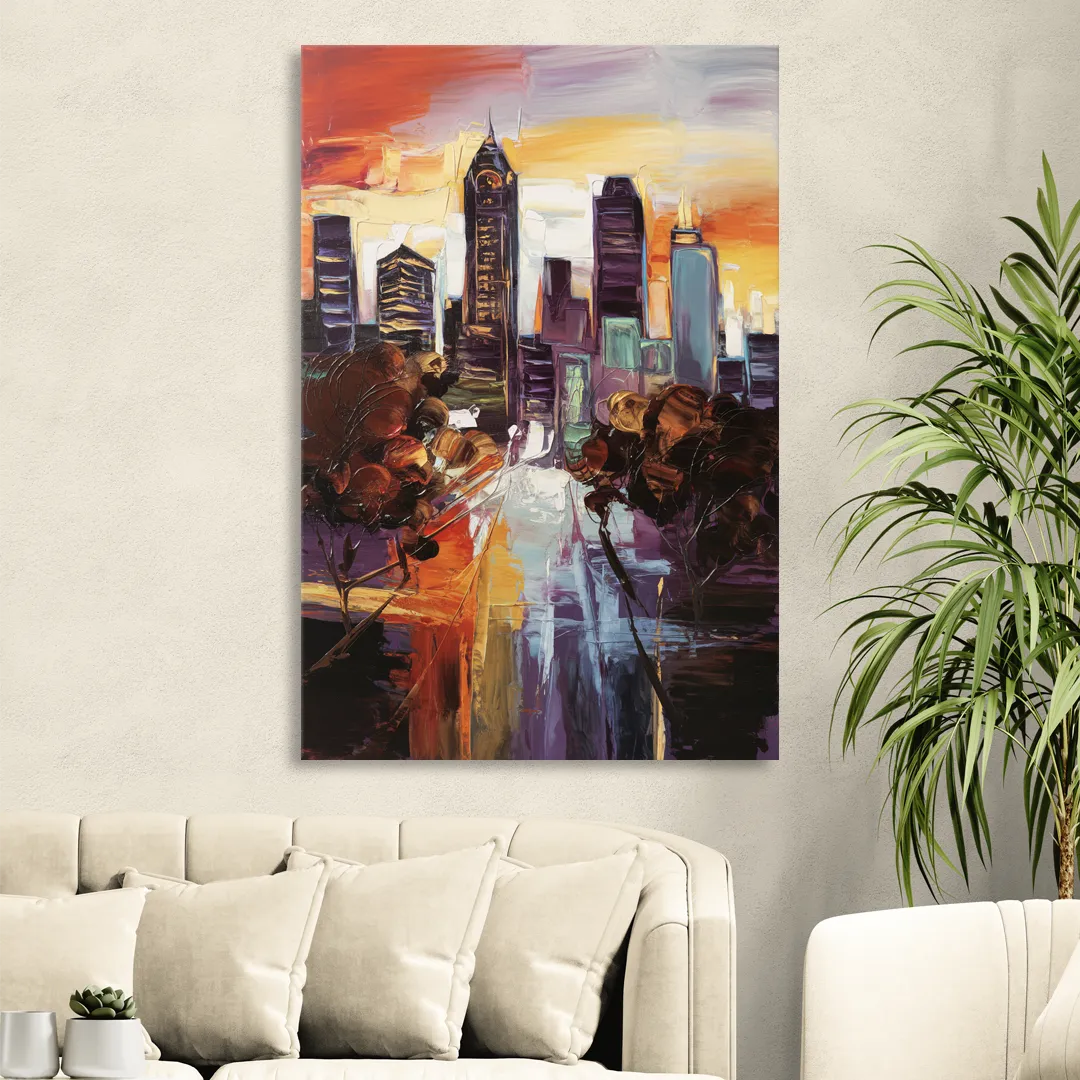Atlanta Vintage Skyline Living Room - Canvas Wall Art