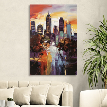 Atlanta Vintage Skyline Living Room - Canvas Wall Art