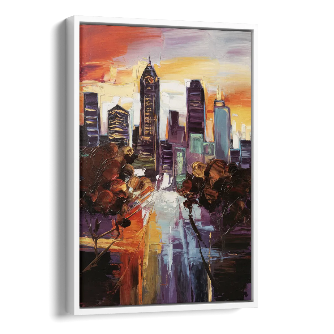 Atlanta Vintage Skyline Side - White Canvas Wall Art