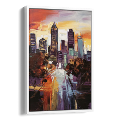 Atlanta Vintage Skyline Side - White Canvas Wall Art