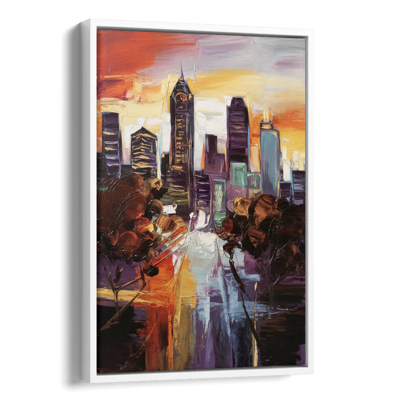 Atlanta Vintage Skyline Side - White Canvas Wall Art