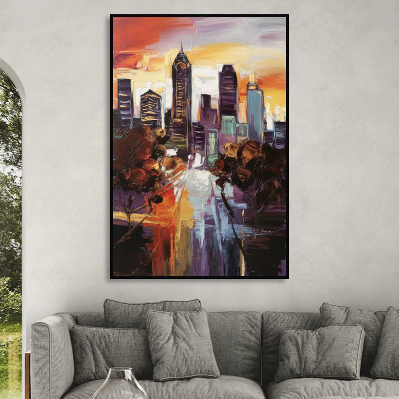 Atlanta Vintage Skyline Living Room - Black Canvas Wall Art