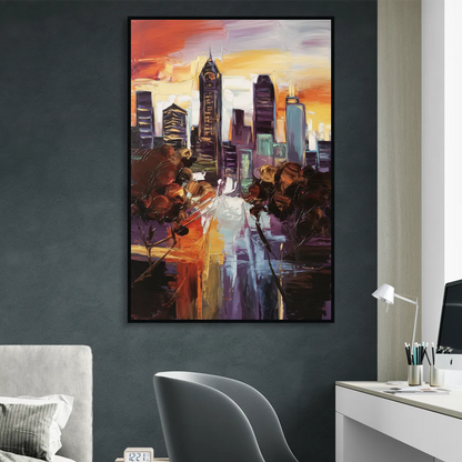 Atlanta Vintage Skyline Sitting Room - Black Canvas Wall Art