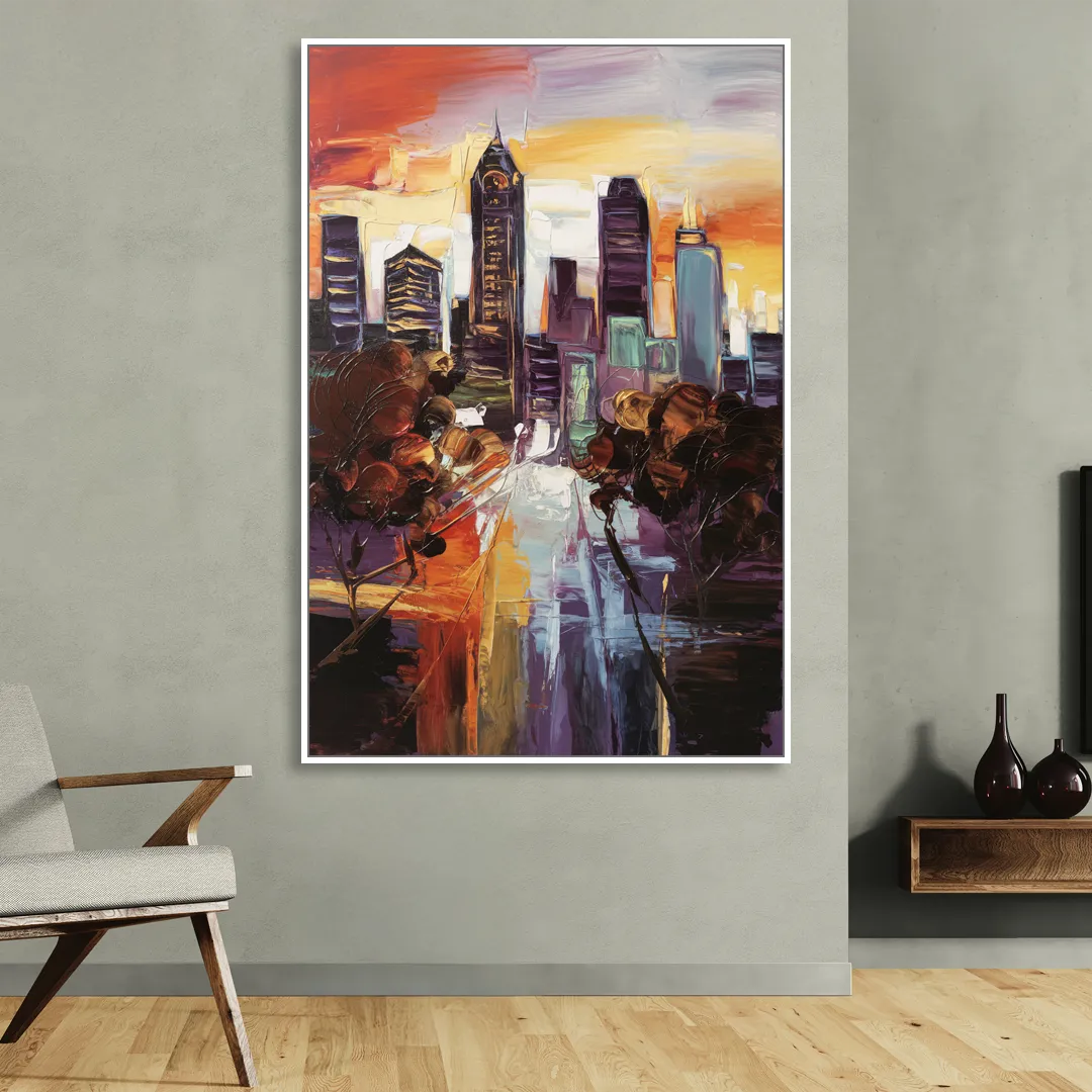 Atlanta Vintage Skyline Sitting Room - White Canvas Wall Art
