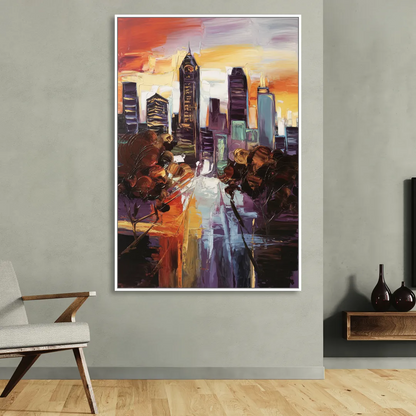 Atlanta Vintage Skyline Sitting Room - White Canvas Wall Art
