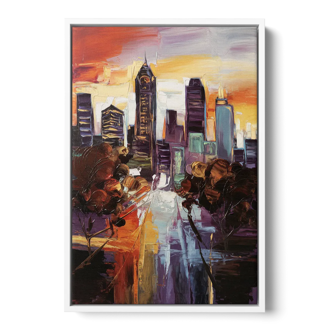Atlanta Vintage Skyline Front - White Canvas Wall Art