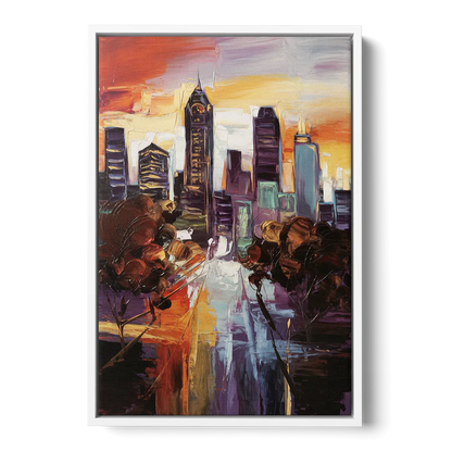 Atlanta Vintage Skyline Front - White Canvas Wall Art