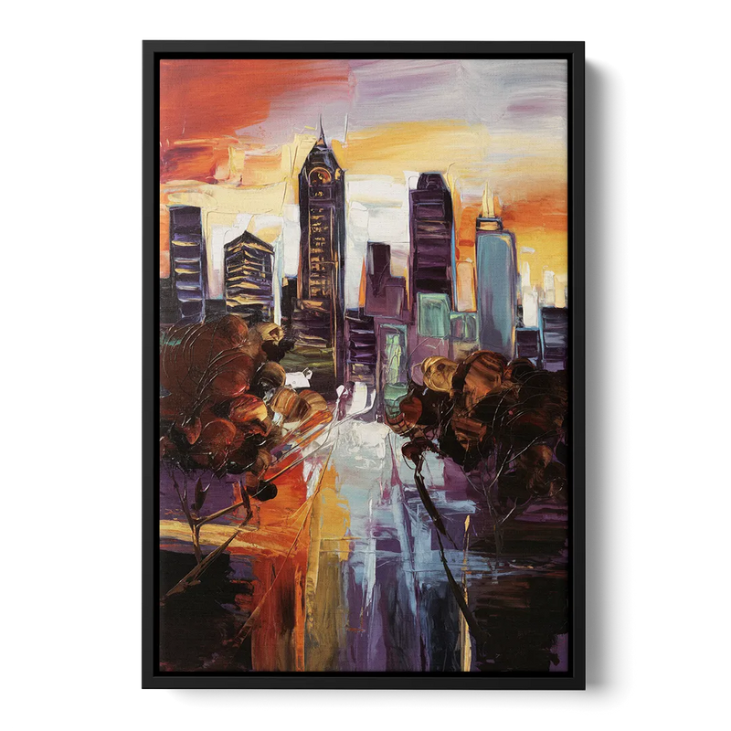 Atlanta Vintage Skyline Front - Black Canvas Wall Art