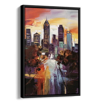 Atlanta Vintage Skyline Side - Black Canvas Wall Art