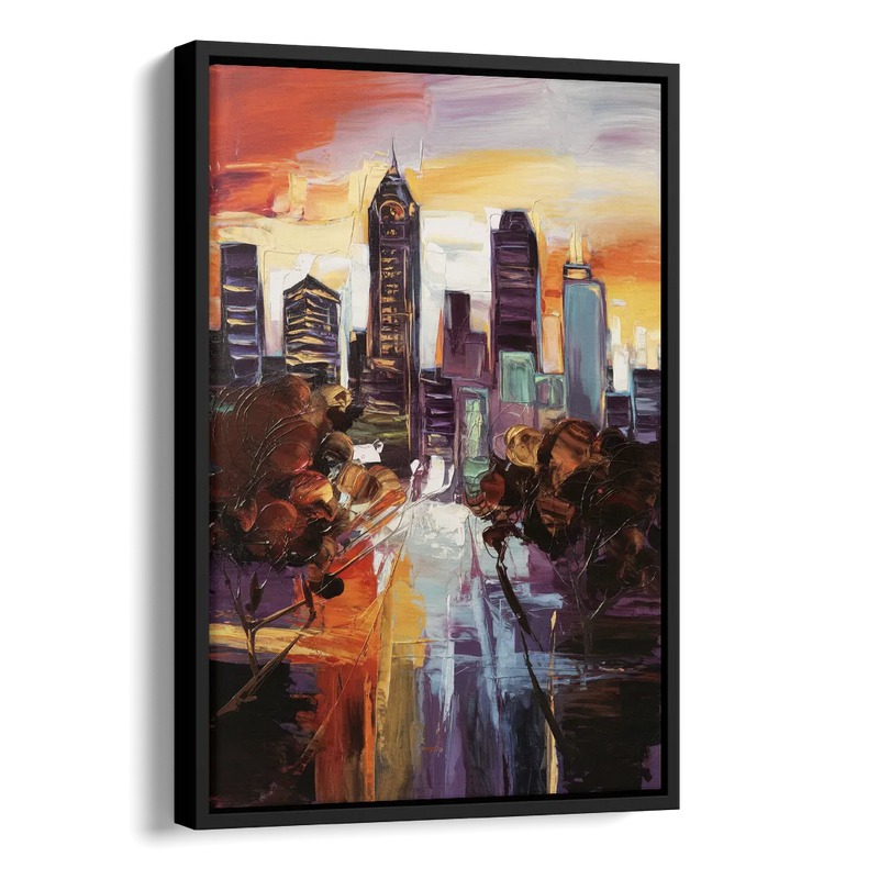 Atlanta Vintage Skyline Side - Black Canvas Wall Art