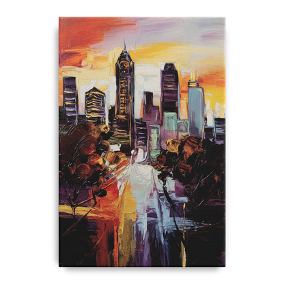 Atlanta Vintage Skyline Front - Canvas Wall Art