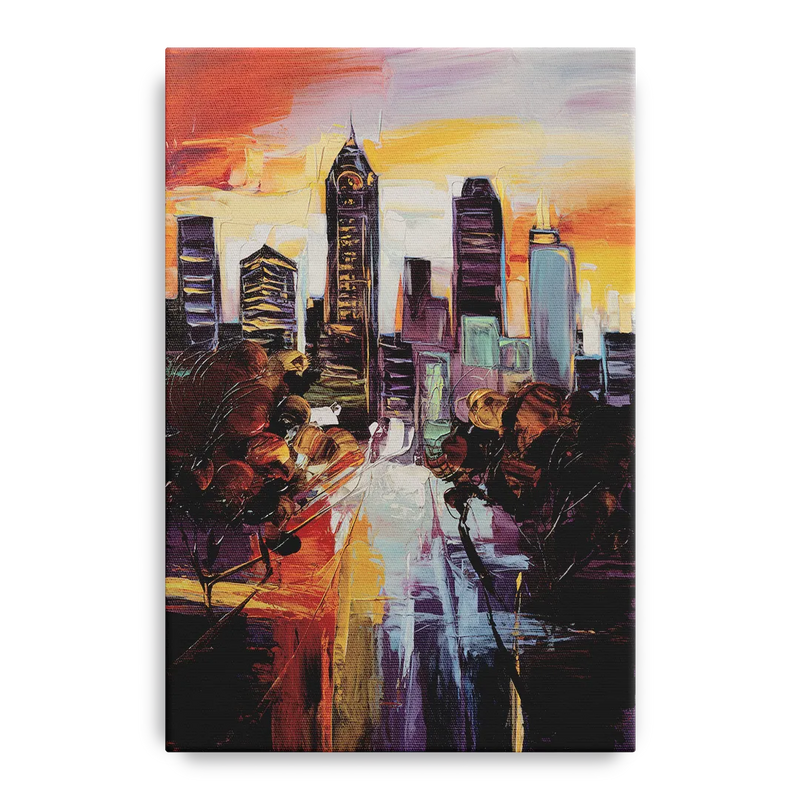 Atlanta Vintage Skyline Front - Canvas Wall Art