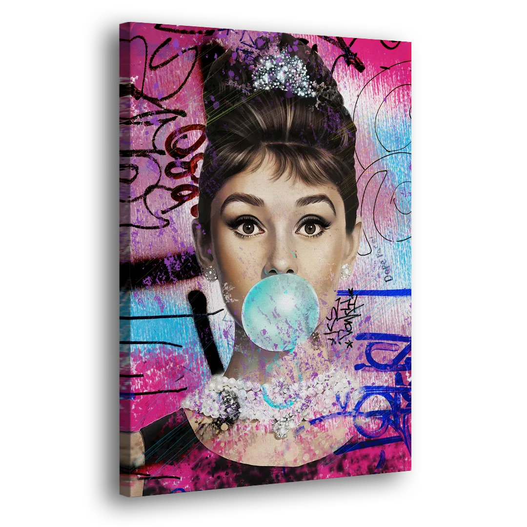 Audrey Bubble Gum Side - Canvas Wall Art