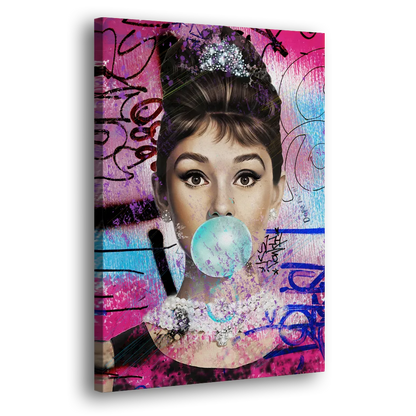 Audrey Bubble Gum Side - Canvas Wall Art