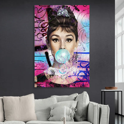 Audrey Bubble Gum Sitting Room - Canvas Wall Art