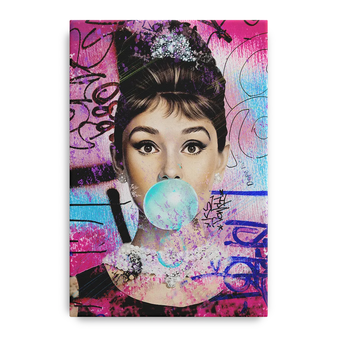 Audrey Bubble Gum Front - Canvas Wall Art