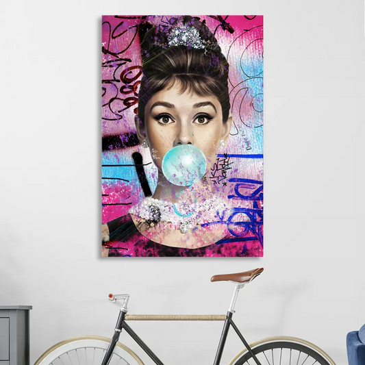 Audrey Bubble Gum Living Room - Canvas Wall Art