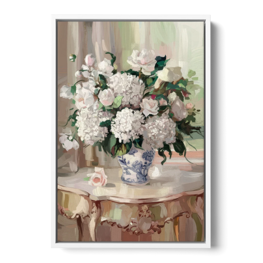 Augusta Classic Southern Charm - White Framed Canvas Wall Art - Front