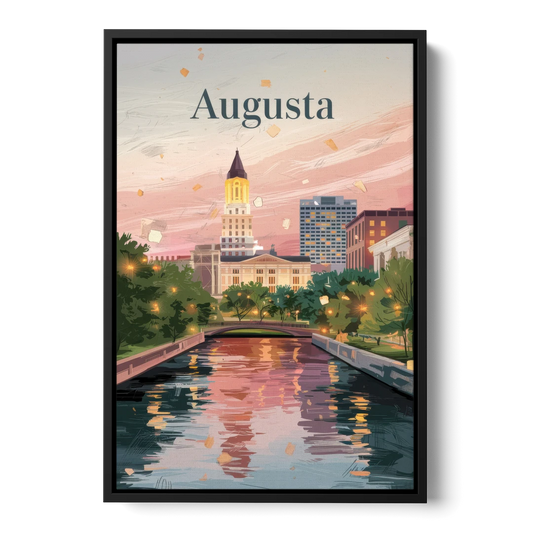 Augusta Historic Downtown Charm - Black Framed Canvas Wall Art - Front