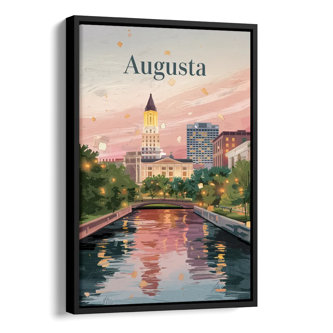 Augusta Historic Downtown Charm Side - Black Canvas Wall Art