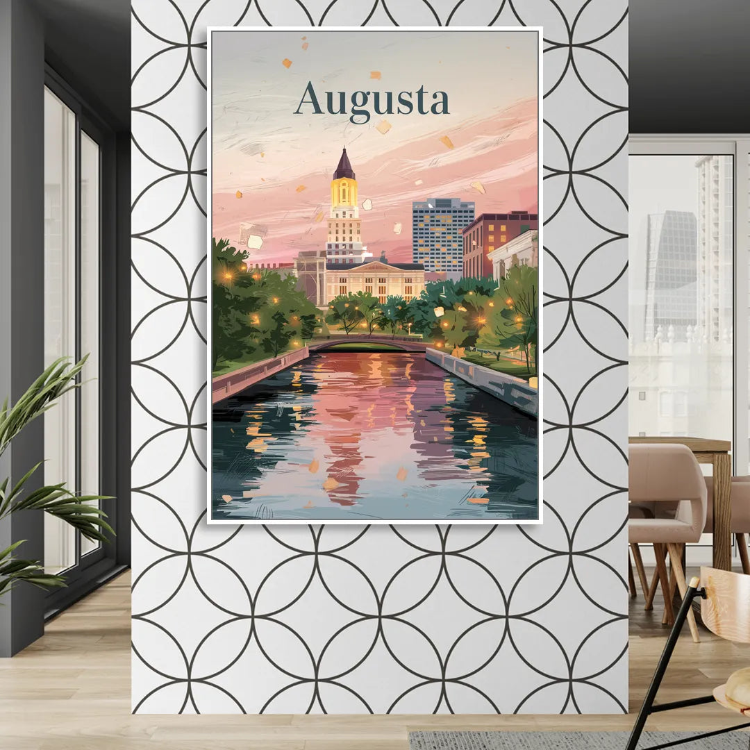Augusta Historic Downtown Charm Living Room - White Canvas Wall Art