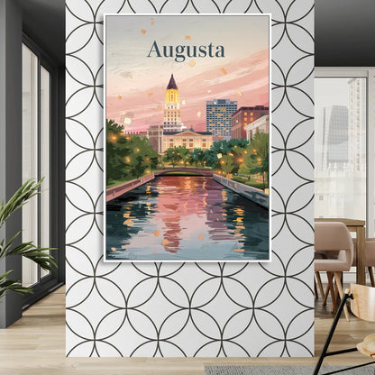Augusta Historic Downtown Charm Living Room - White Canvas Wall Art