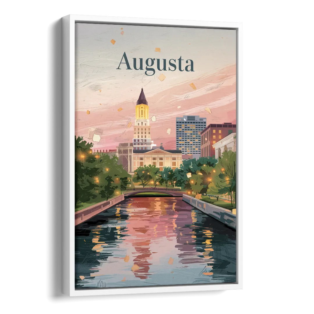 Augusta Historic Downtown Charm Side - White Canvas Wall Art