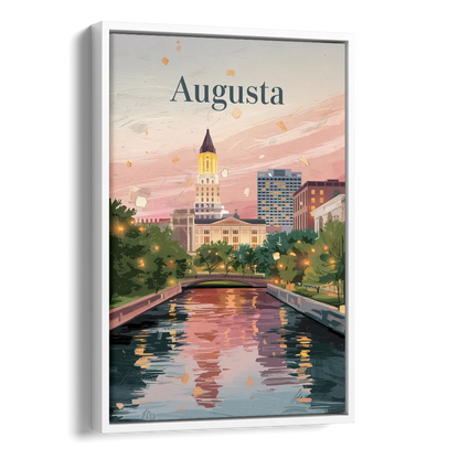 Augusta Historic Downtown Charm Side - White Canvas Wall Art