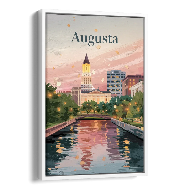 Augusta Historic Downtown Charm Side - White Canvas Wall Art