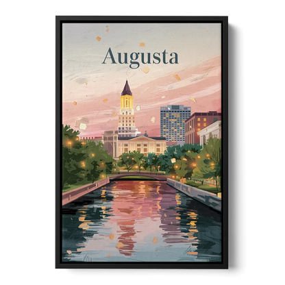 Augusta Historic Downtown Charm Front - Black Canvas Wall Art