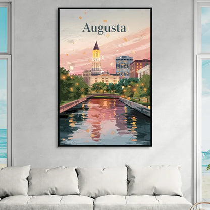 Augusta Historic Downtown Charm Living Room - Black Canvas Wall Art