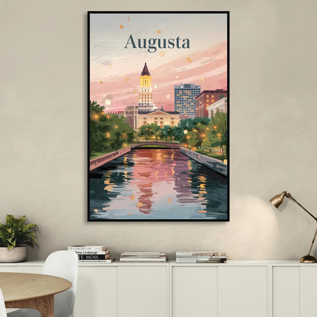 Augusta Historic Downtown Charm Sitting Room - Black Canvas Wall Art