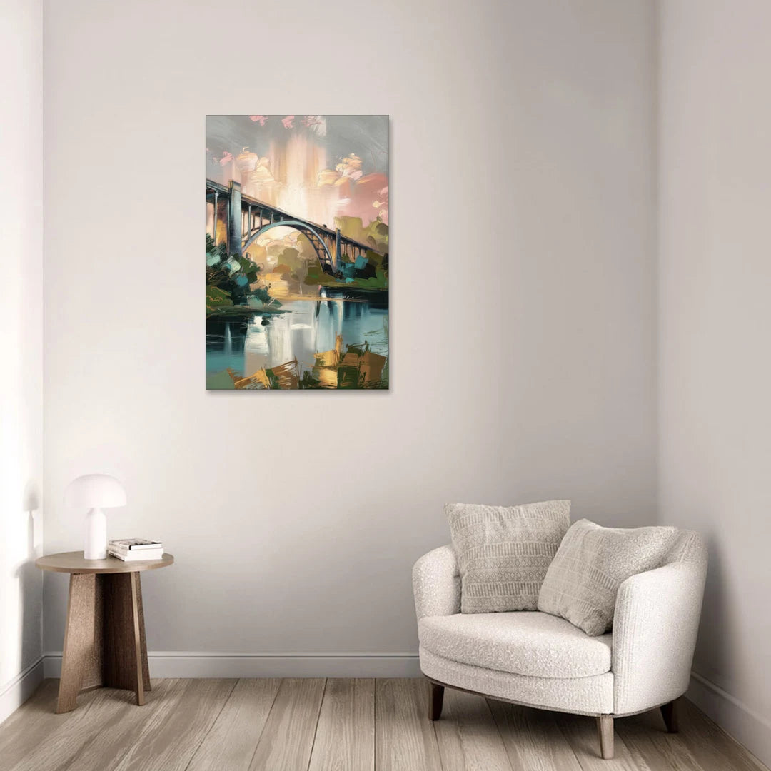 Augusta Iconic Bridge View - Canvas Wall Art - Sofa - 24x36