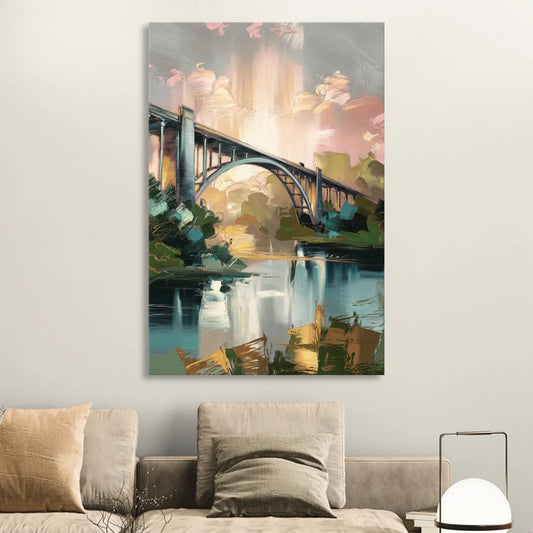 Augusta Iconic Bridge View Living Room - Canvas Wall Art
