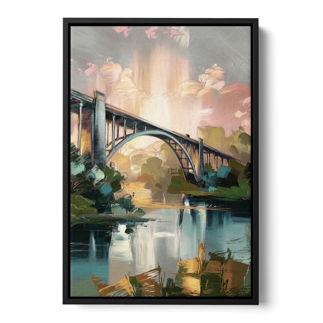 Augusta Iconic Bridge View Front - Black Canvas Wall Art