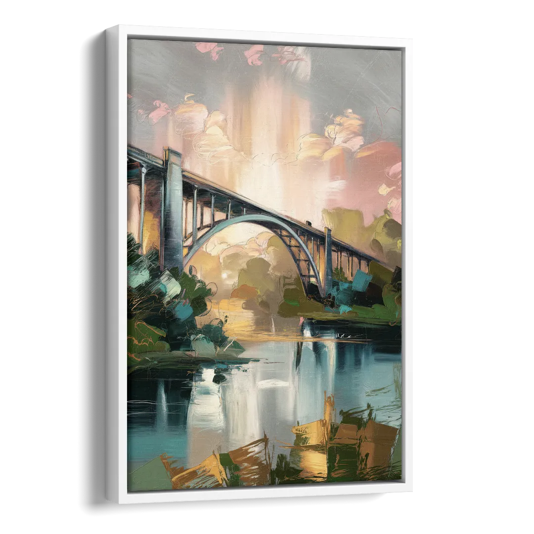 Augusta Iconic Bridge View Side - White Canvas Wall Art