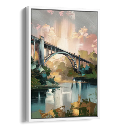 Augusta Iconic Bridge View Side - White Canvas Wall Art
