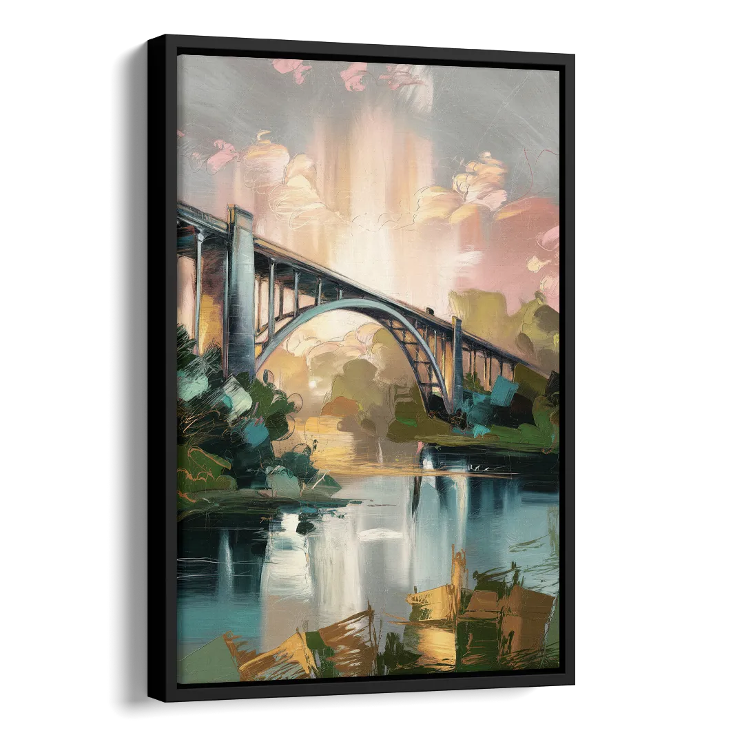 Augusta Iconic Bridge View Side - Black Canvas Wall Art