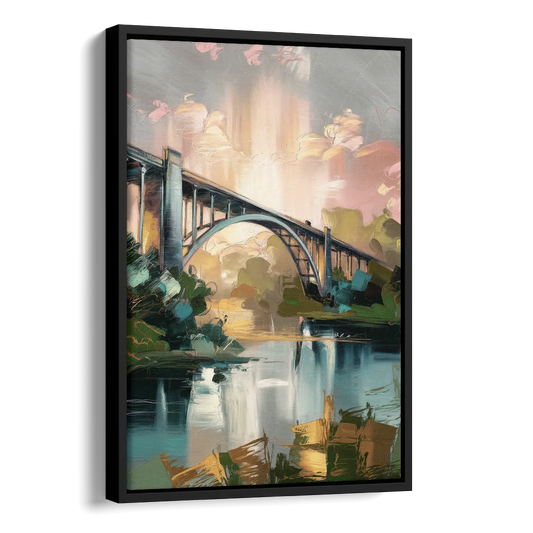 Augusta Iconic Bridge View Side - Black Canvas Wall Art