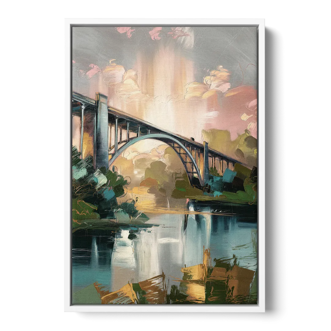 Augusta Iconic Bridge View Front - White Canvas Wall Art
