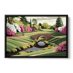 Augusta National Green Landscape - Black Framed Canvas Wall Art - Front