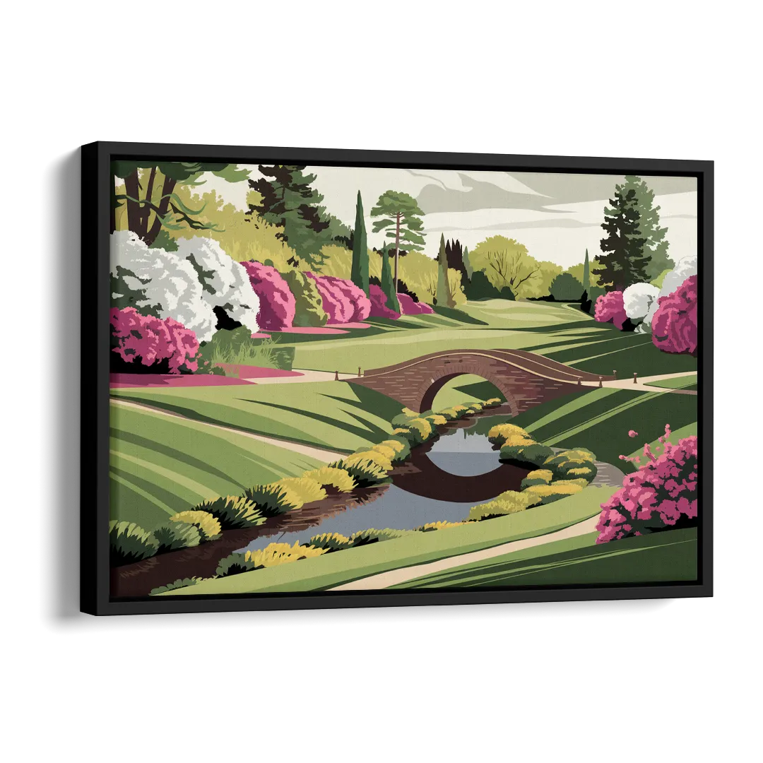 Augusta National Green Landscape Side - Black Canvas Wall Art